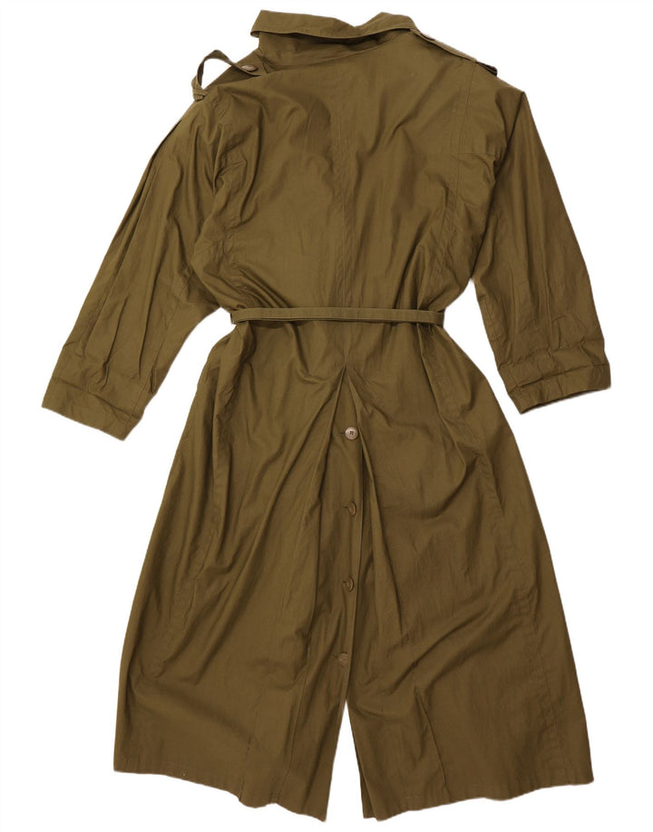 VINTAGE Womens Trench Coat EU 40 Medium Khaki Cotton