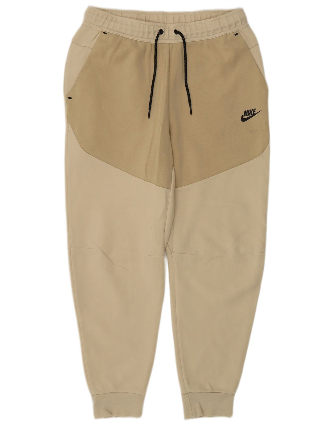 NIKE Mens Tracksuit Trousers Joggers Medium  Beige Colourblock Cotton