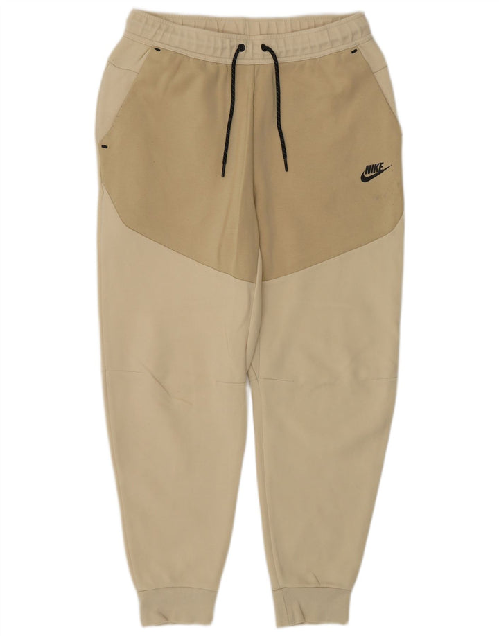 NIKE Mens Tracksuit Trousers Joggers Medium  Beige Colourblock Cotton