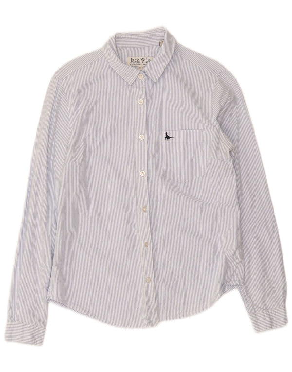 Jack Wills Womens Shirt UK 8 Small Blue Pinstripe Cotton