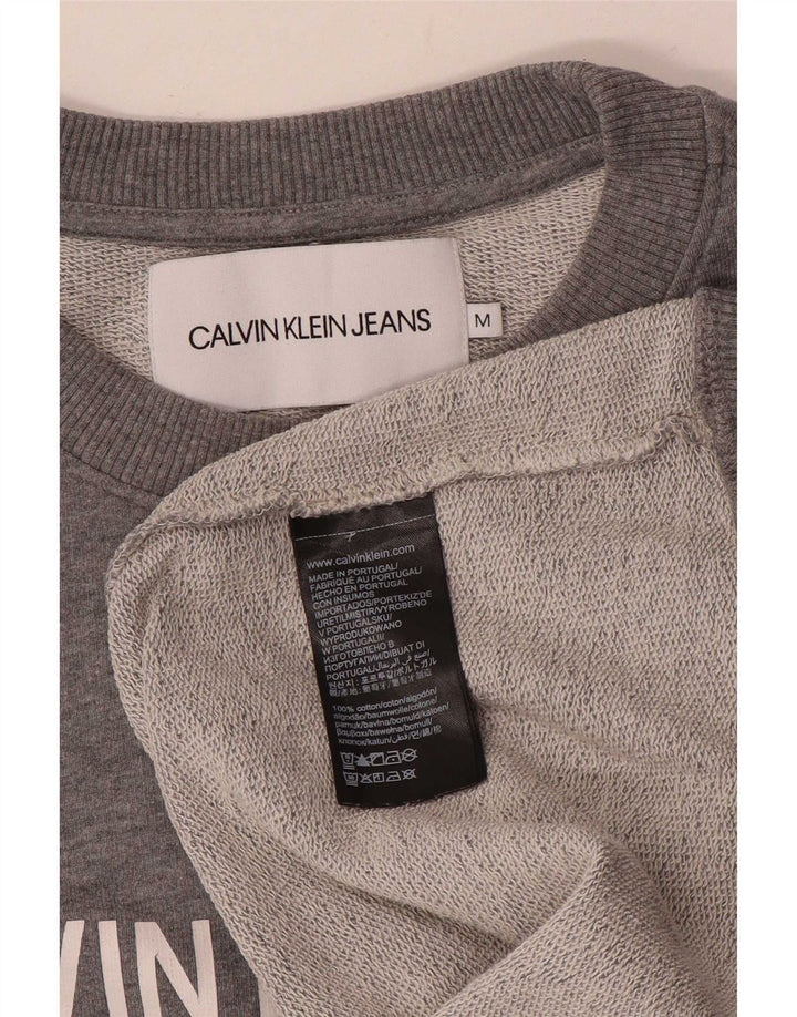 Calvin Klein Jeans Mens Graphic Sweatshirt Jumper Medium Grey Flecked