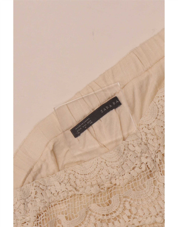 Zara Womens Crochet Hot Pants Small W26 Off White