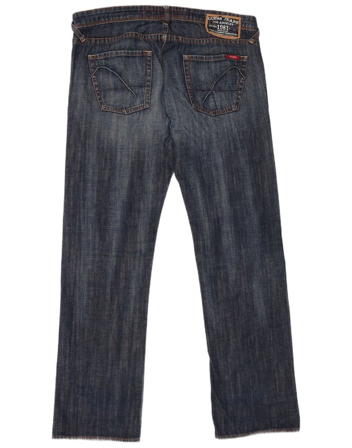 Guess Mens Straight Jeans W38 L34 Blue Cotton