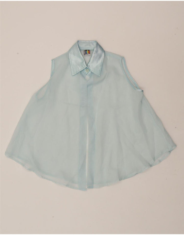 VINTAGE Womens Oversized Sleeveless See Through Top UK 3 Small Turquoise Vintage Vintage and Second-Hand Vintage from Messina Hembry 