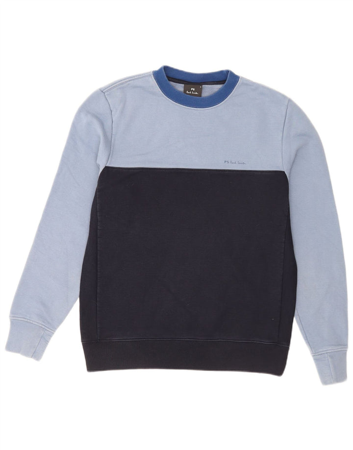 Paul Smith Mens Regular Fit Sweatshirt Jumper Small Blue Colourblock Cotton
