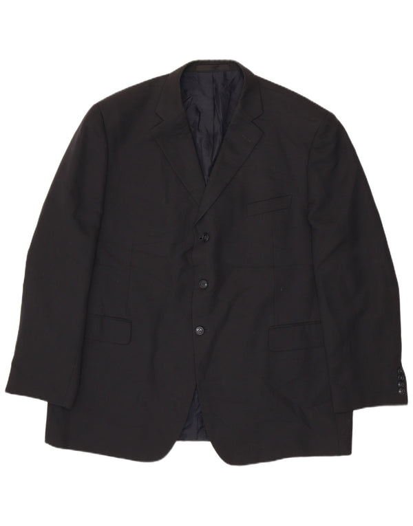Marks & Spencer Mens 3 Button Blazer Jacket UK 48 2XL Navy Blue Polyester
