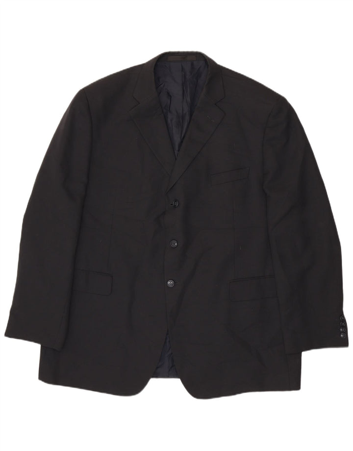 Marks & Spencer Mens 3 Button Blazer Jacket UK 48 2XL Navy Blue Polyester