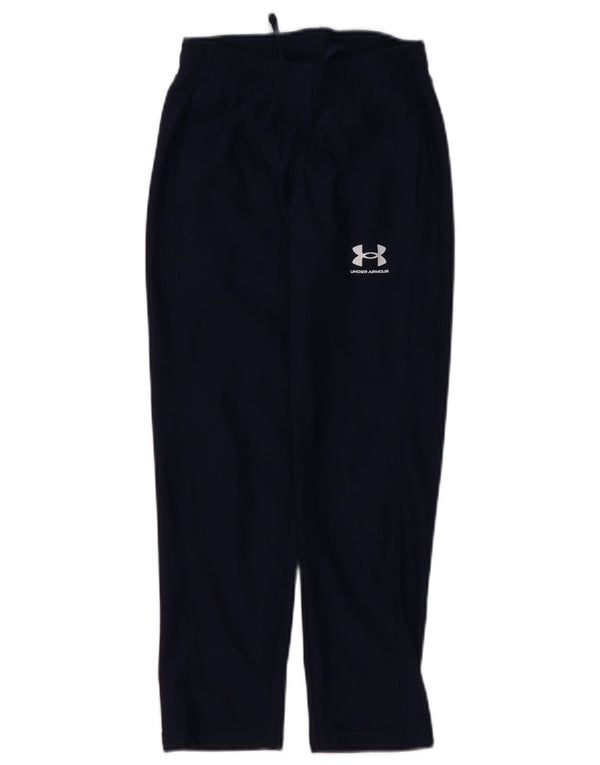 UNDER ARMOUR Boys Tracksuit Trousers 7-8 Years Small Navy Blue Polyester