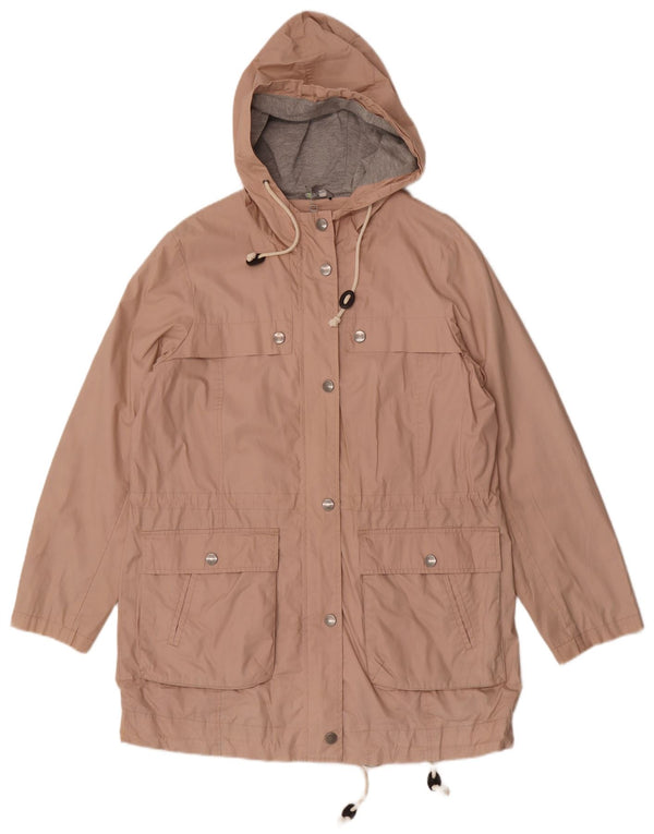 Marks & Spencer Womens Hooded Parka Jacket UK 14 Large Pink Cotton