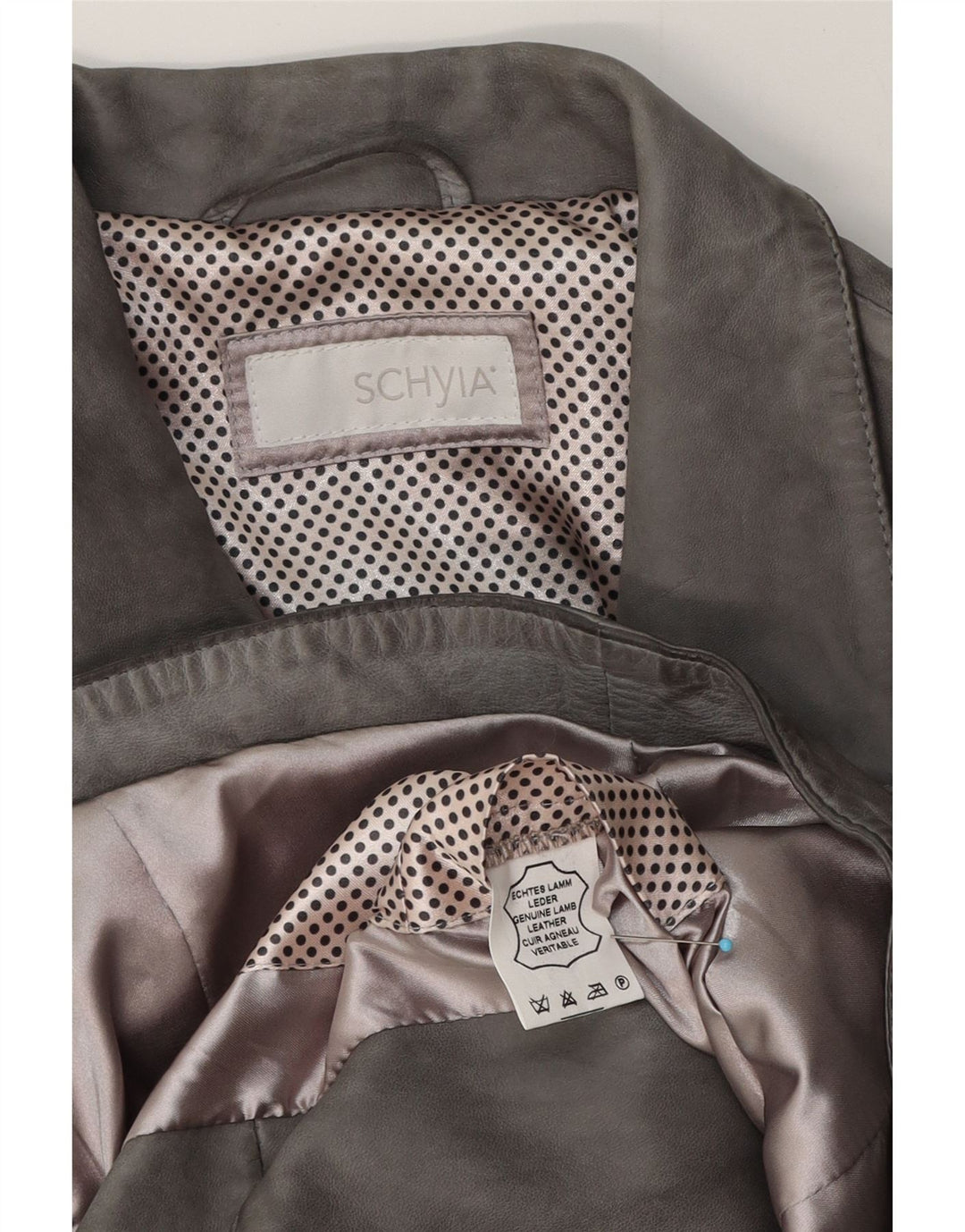 Vintage Womens Leather Biker Jacket UK 12 Medium Grey Leather