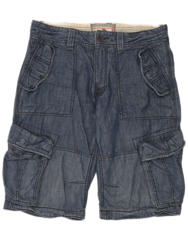 FAT FACE Mens Cargo Denim Shorts W32 Medium Blue Cotton