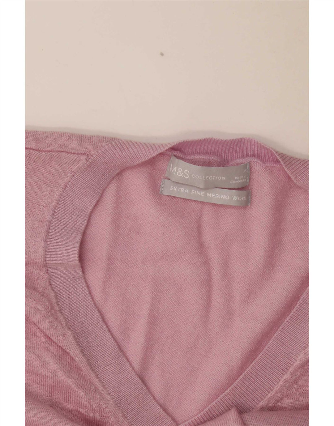 Marks & Spencer Womens Oversized V-Neck Jumper Sweater UK 14 Medium Pink