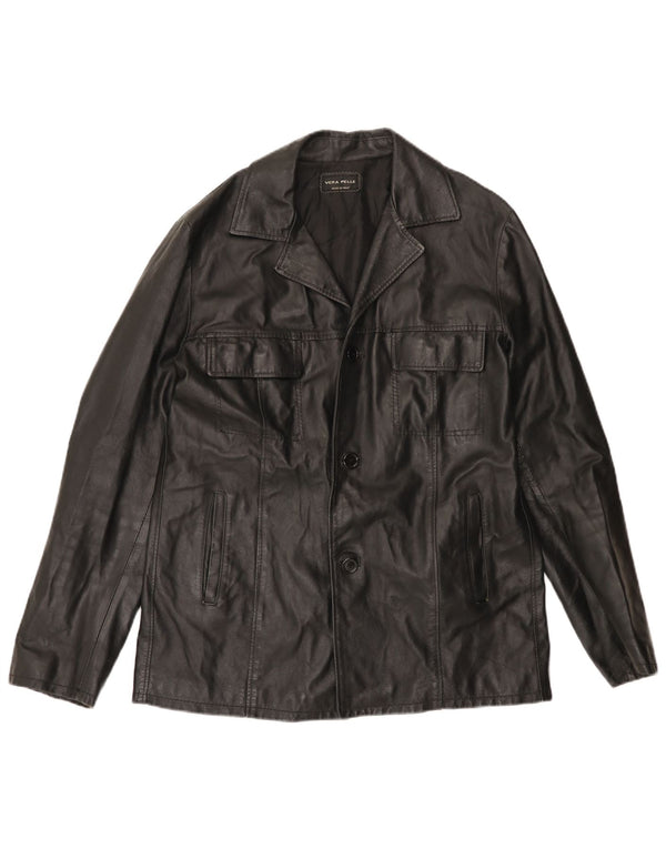 VINTAGE Mens Leather Jacket UK 40 Large Black Leather