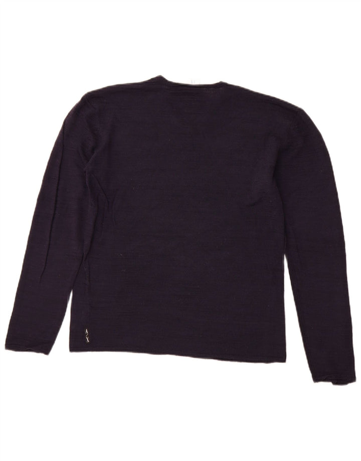 ARMANI EXCHANGE Womens V-Neck Jumper Sweater UK 12 Medium Navy Blue