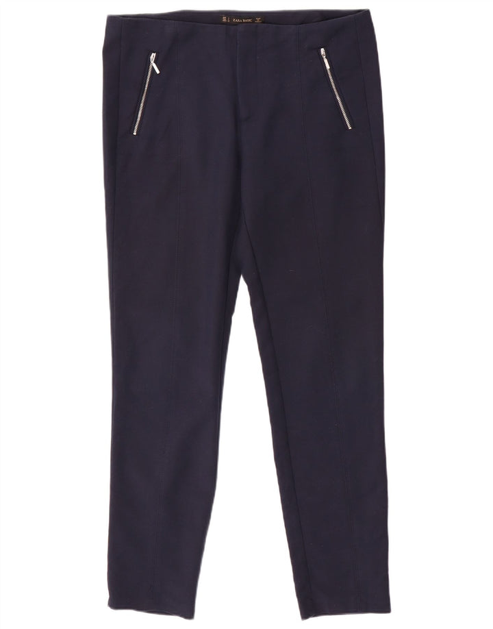 ZARA Womens Slim Casual Trousers Large W32 L29 Navy Blue