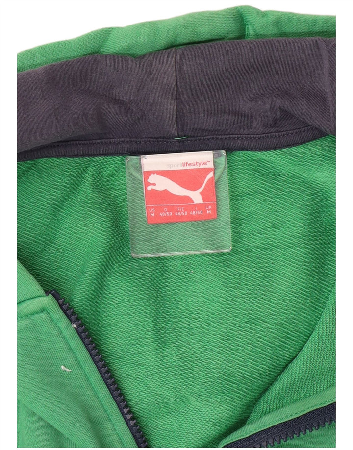 Puma Mens Zip Hoodie Sweater Medium Green Colourblock