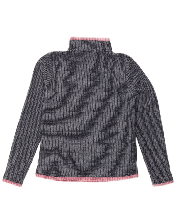 WEIRD FISH Womens Zip Neck Fleece Jumper UK 8 Small Navy Blue Polyester