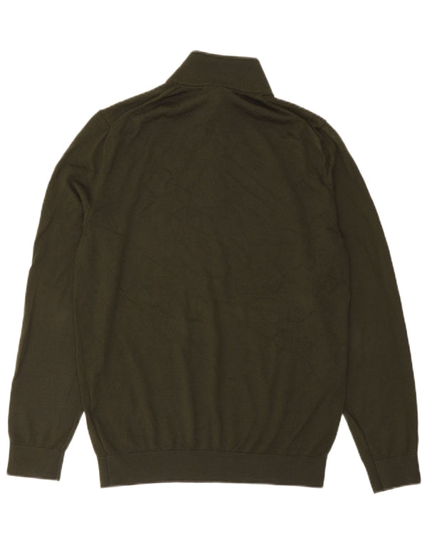 Reiss Mens Zip Neck Jumper Sweater Large Green Acrylic