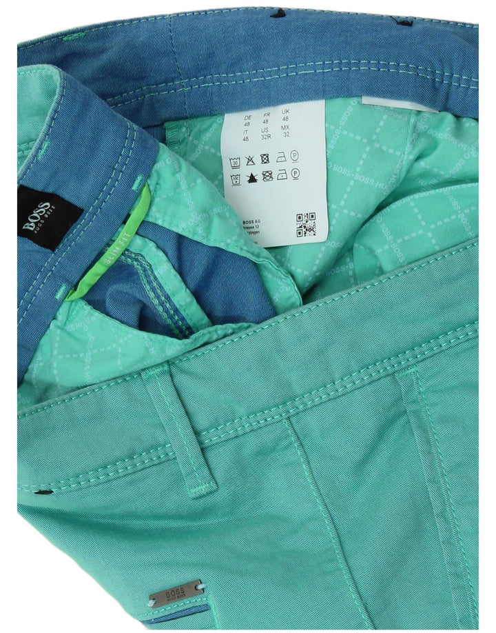 Hugo Boss Mens Chino Shorts IT 48 Medium W32 Turquoise Cotton