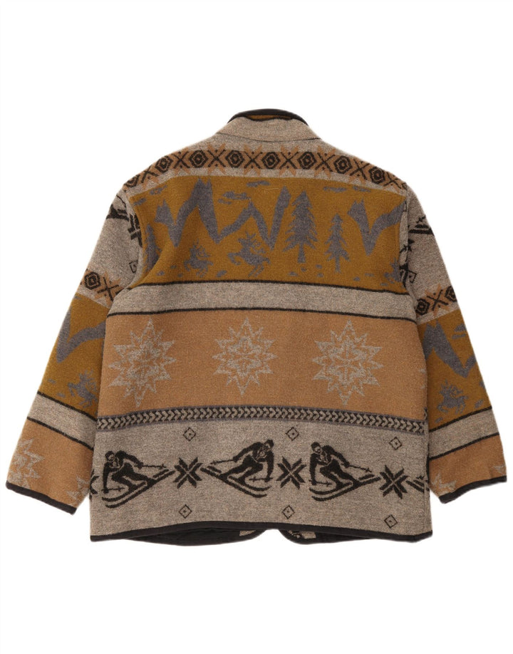 Vintage Mens Regular Fit Jacket UK 38 Medium Brown Geometric Wool