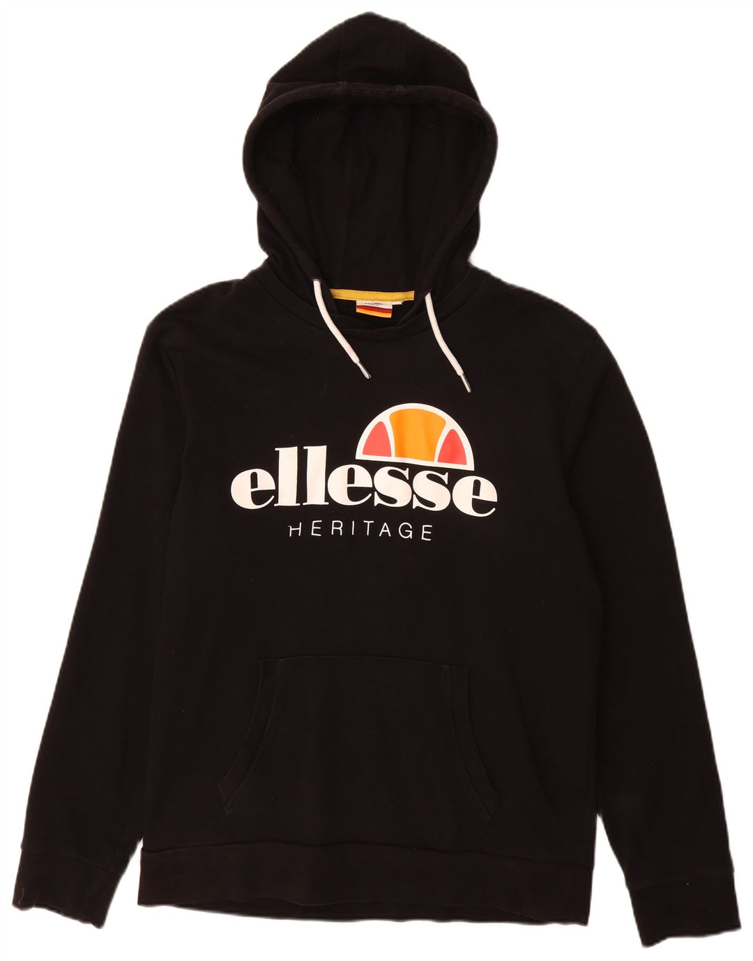 ELLESSE Mens Heritage Graphic Hoodie Jumper XL Black Cotton