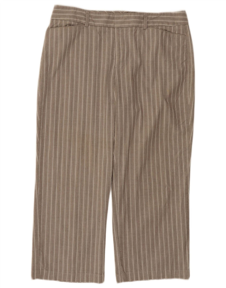 DOCKERS Womens Capri Trousers US 10 Large W30 L22 Grey Striped Cotton