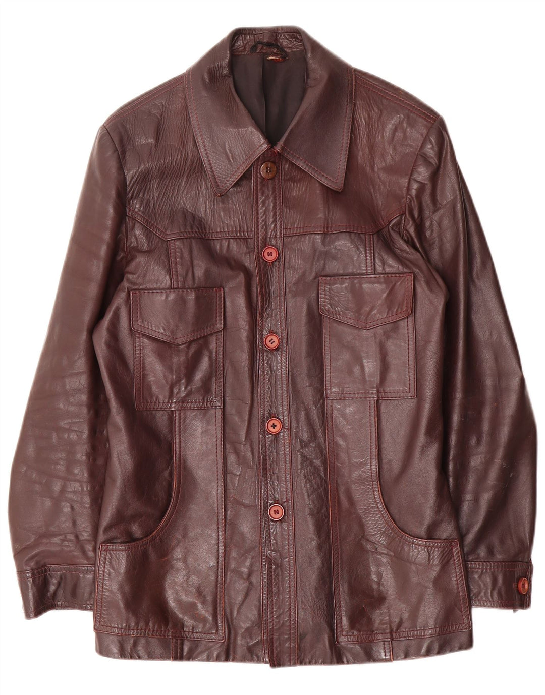 Vintage Mens Leather Jacket UK 38 Medium Maroon