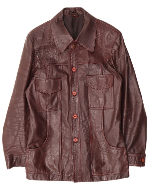 Vintage Mens Leather Jacket UK 38 Medium Maroon
