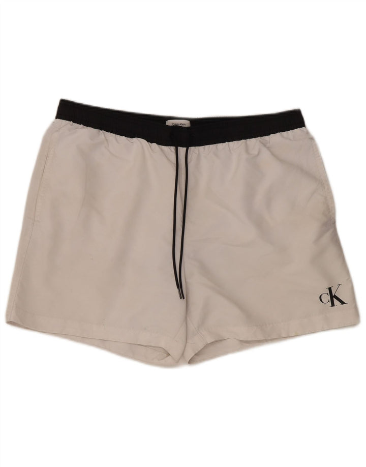 Calvin Klein Mens Swimming Shorts XL  White Polyester