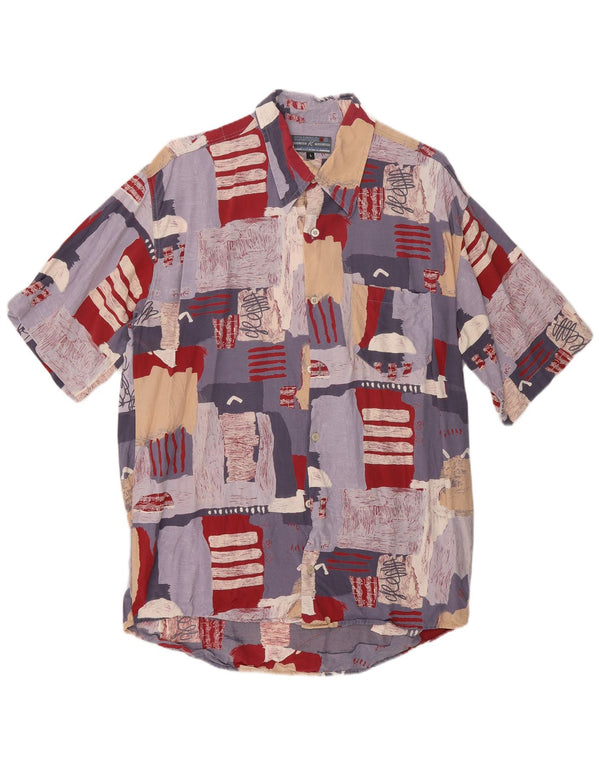 Kantaros Mens Abstract Pattern Shirt Large Multicoloured Viscose