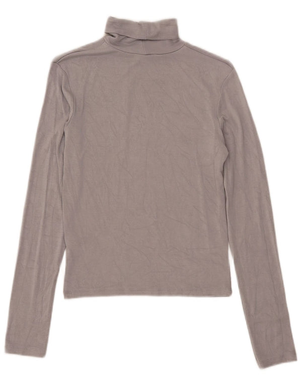 Zara Womens Crop Top Long Sleeve UK 12 Medium Grey Viscose
