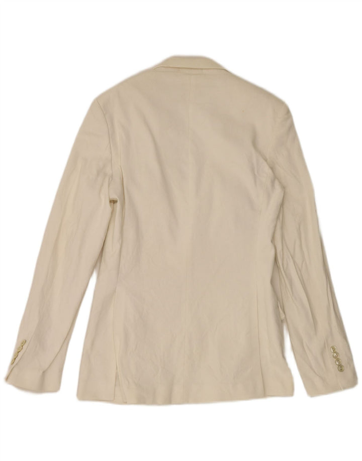Zara Mens 2 Button Blazer Jacket EU 50 Medium White Cotton