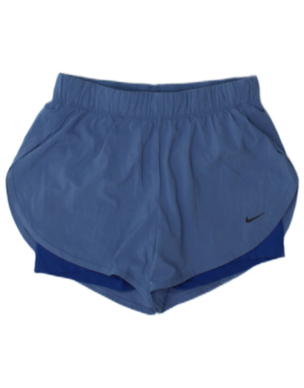 Nike Womens Dri Fit Sport Shorts UK 12 Medium Blue