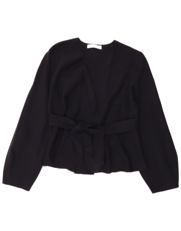 Zara Womens Cardigan Sweater UK 10 Small Navy Blue Polyamide