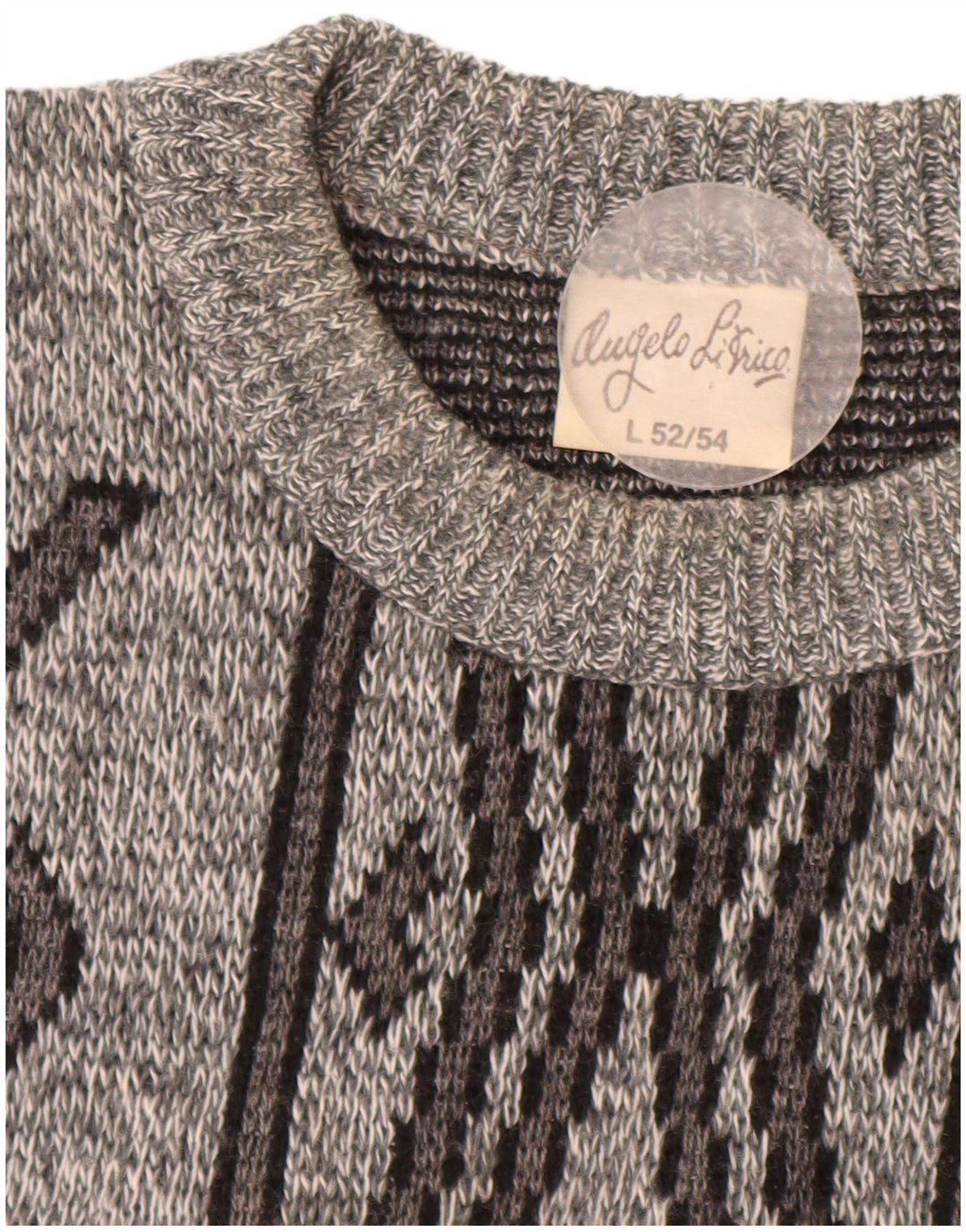 ANGELO LITRICO Mens Crew Neck Jumper Sweater IT 52/54 Large Grey Geometric