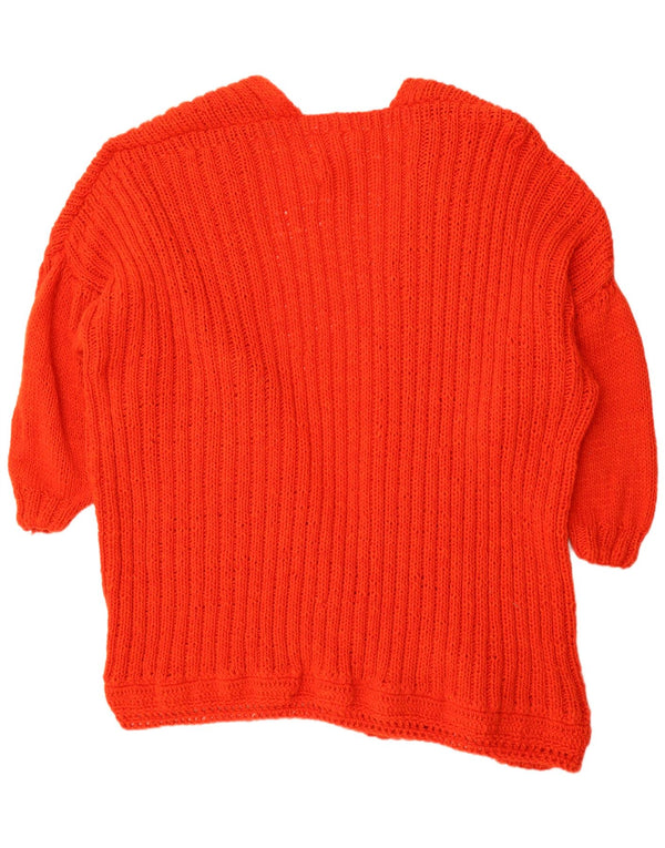 Vintage Womens Oversized Open Cardigan Sweater UK 14 Medium Red