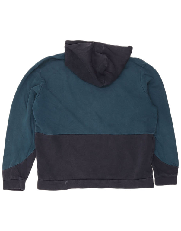 Jack & Jones Mens Graphic Hoodie Jumper 2XL Navy Blue Colourblock Cotton