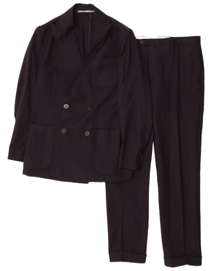 CANTARELLI Mens Double Breasted 2 Piece Suit IT 50 Large W34 L31 Navy Blue