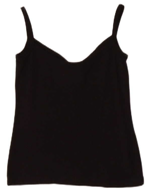 LACOSTE Womens Cami Top UK 8 Small Black Cotton