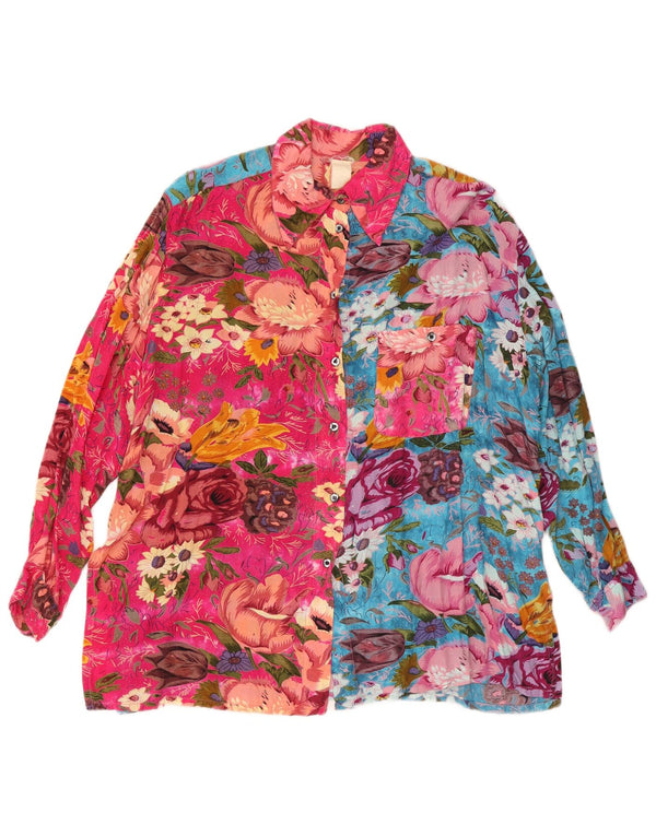 Vintage Womens Shirt Blouse UK 18 XL Multicoloured Floral Viscose