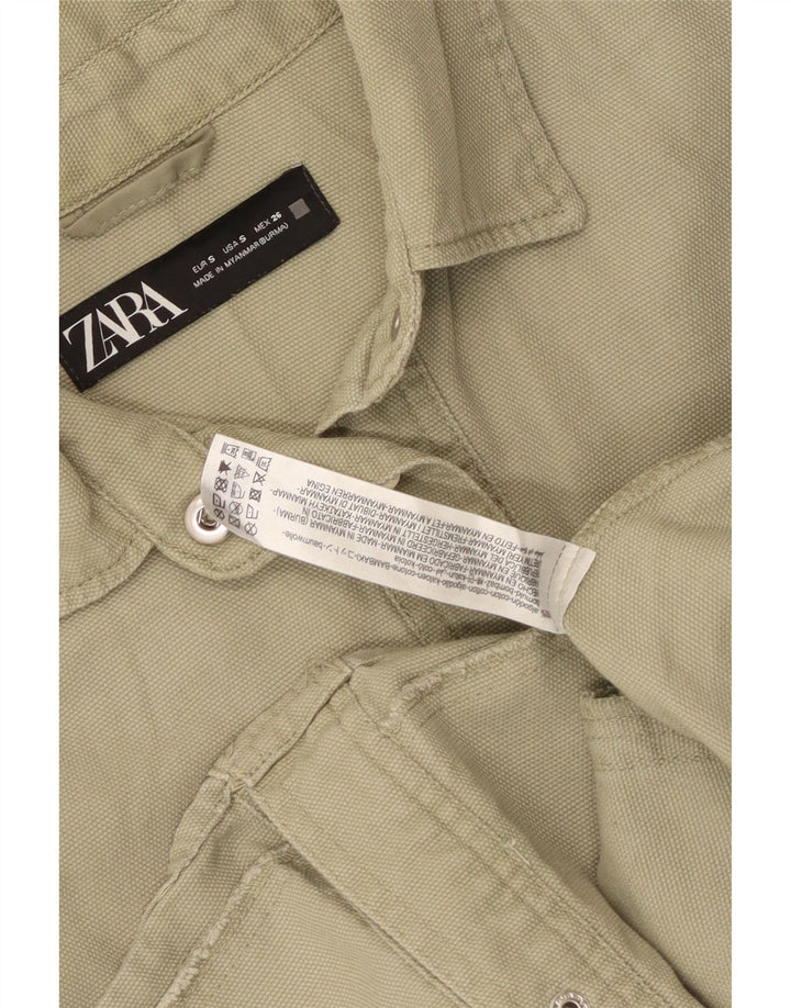 Zara Womens Oversized Shirt UK 10 Small Green Cotton