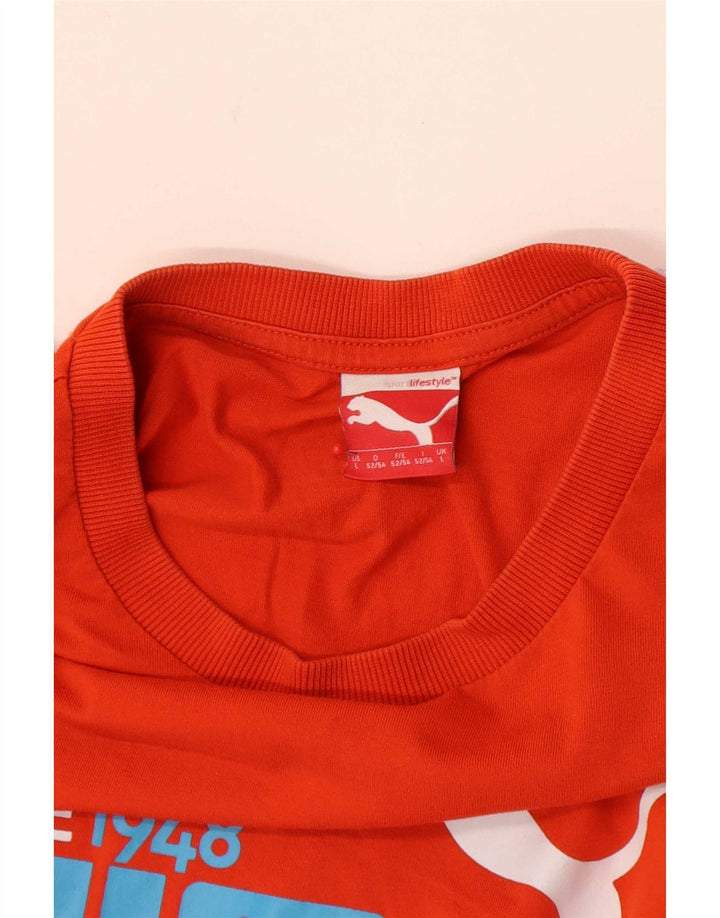 Puma Mens Graphic T-Shirt Top Large Orange