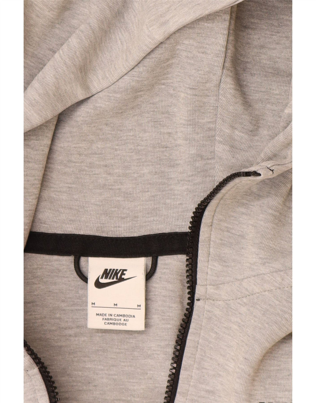 NIKE Mens Zip Hoodie Sweater Medium Grey Cotton