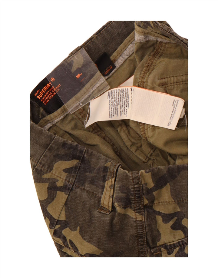 Superdry Mens Cargo Shorts W30 Medium Khaki Camouflage Cotton