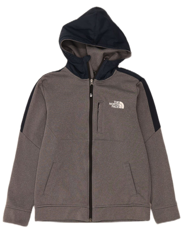 The North Face Boys Zip Hoodie Sweater 11-12 Years Large Grey Colourblock