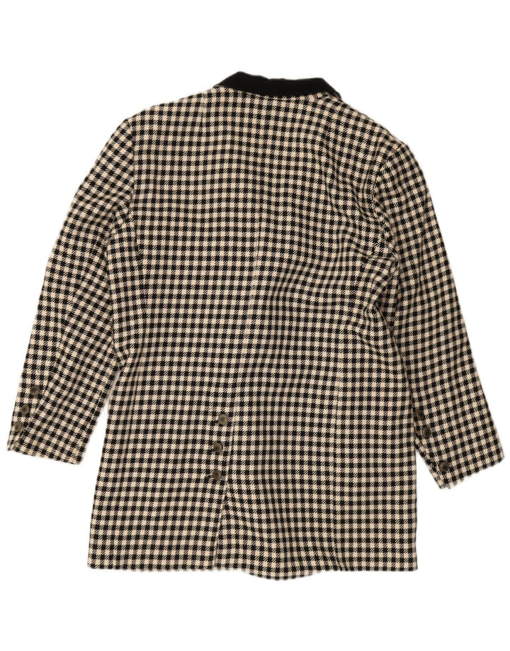 Vintage Womens Loose Fit Double Breasted Coat EU 36 Small Black Houndstooth