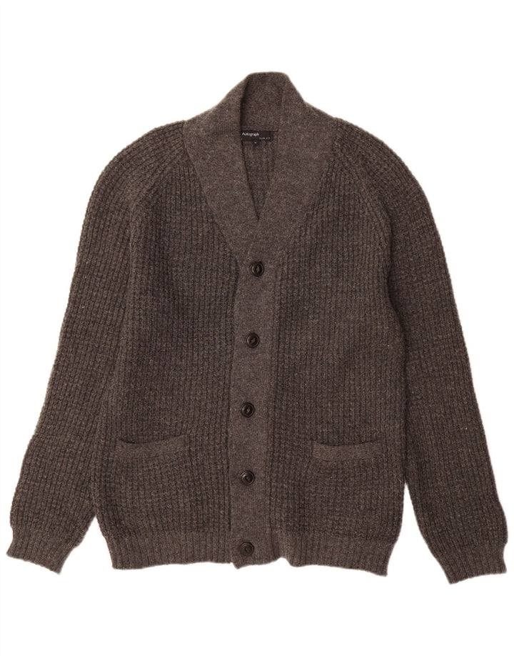 Marks & Spencer Mens Autograph Slim Fit Cardigan Sweater Medium Grey Wool