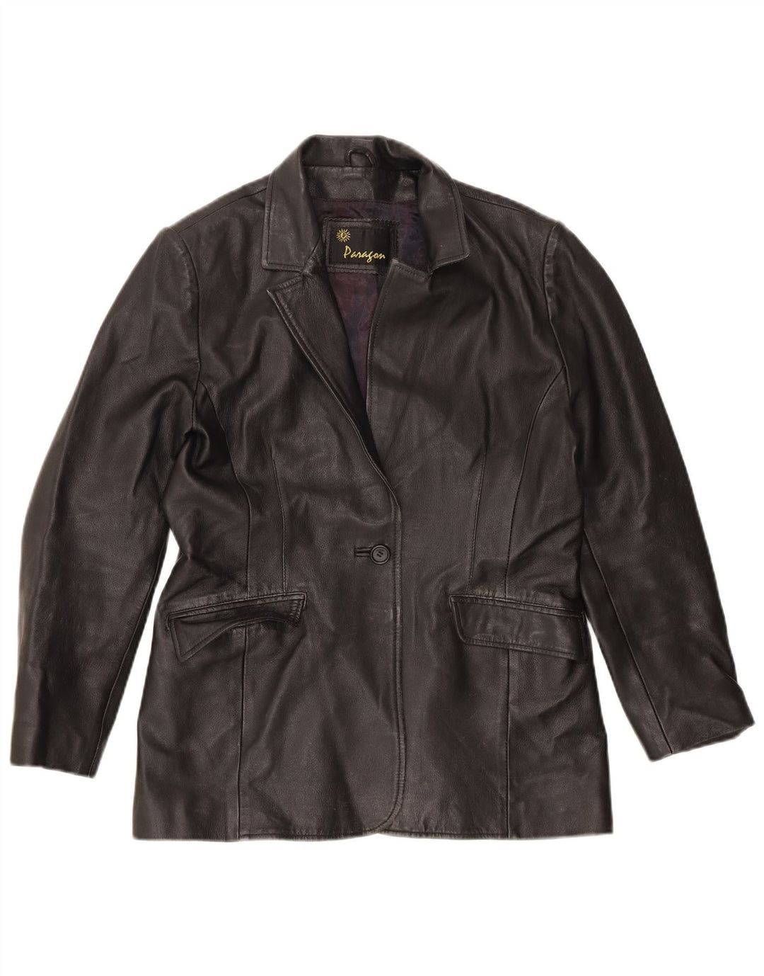 PARAGON Womens Leather Jacket UK 14 Medium Black Leather