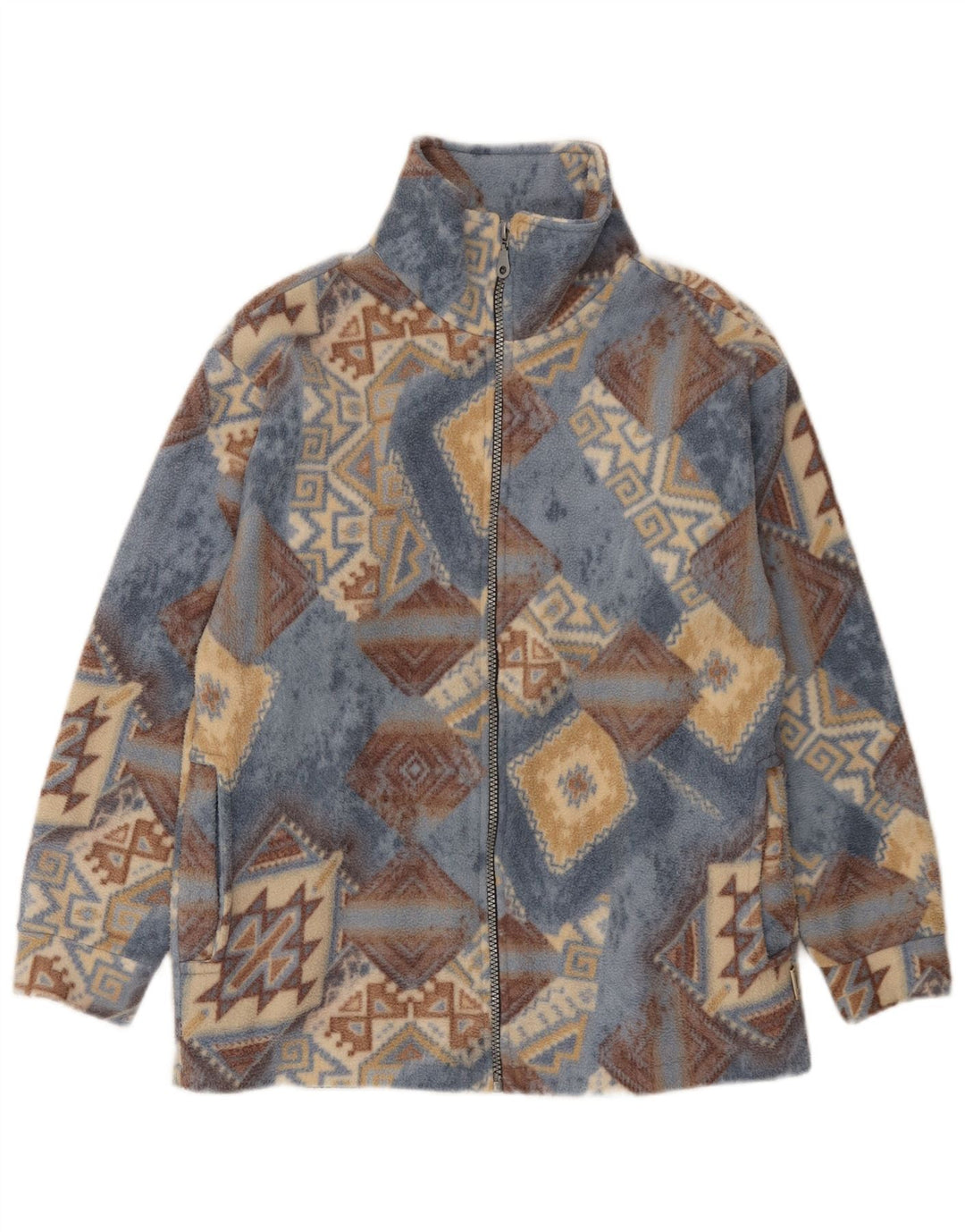 Alaskan Womens Oversized Fleece Jacket UK 10 Small Multicoloured Geometric