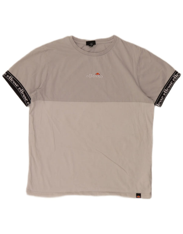 Ellesse Mens Graphic T-Shirt Top Medium Grey Colourblock Cotton